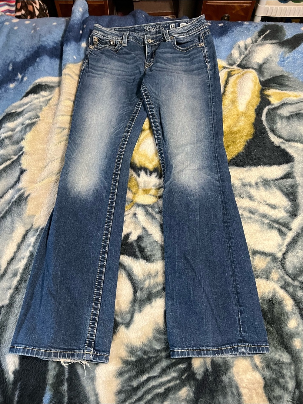 Miss Me Blue Flare Jeans with Fading